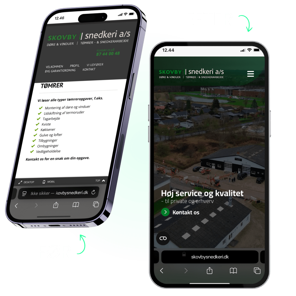 Før og efter mockup skovby